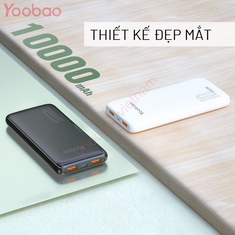 Sạc Dự Phòng Yoobao 10000mAh Sạc Nhanh Cổng USB Kép Pin Polymer Cao Cấp - YOOBAO D10Q
