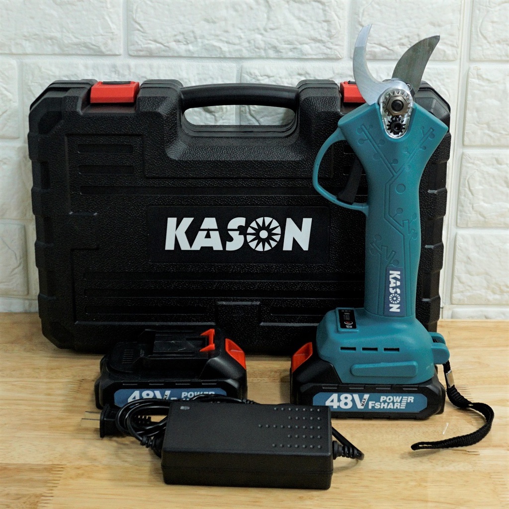 Kéo Cắt Cành Dùng Pin Kason model LTG-1597 - Lưỡi Thép SK5 Siêu Bén Siêu Bền Cắt Cành Không Tốn Nhiều Sức