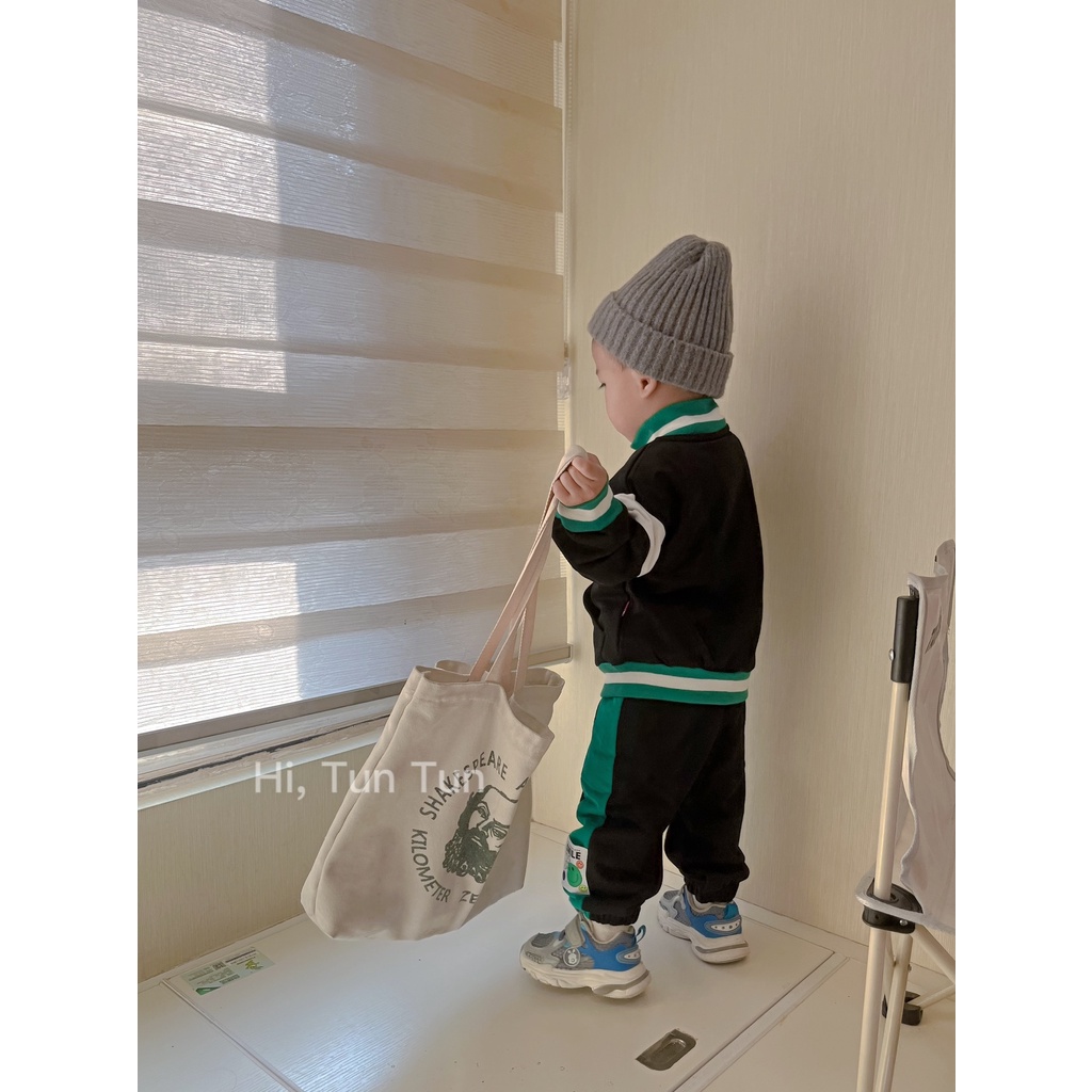 Bộ đồ thể thao AMILA dài tay cổ đứng có khoá kéo thời trang cho bé trai