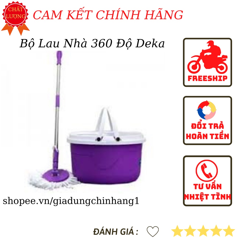 Bộ Lau Nhà 360 Độ Deka, Cây Lau Nhà Xoay Tay Hàng Thái Lan, Bền Đẹp Chắc Chắn (Xô Bầu Và Chữ Nhật)