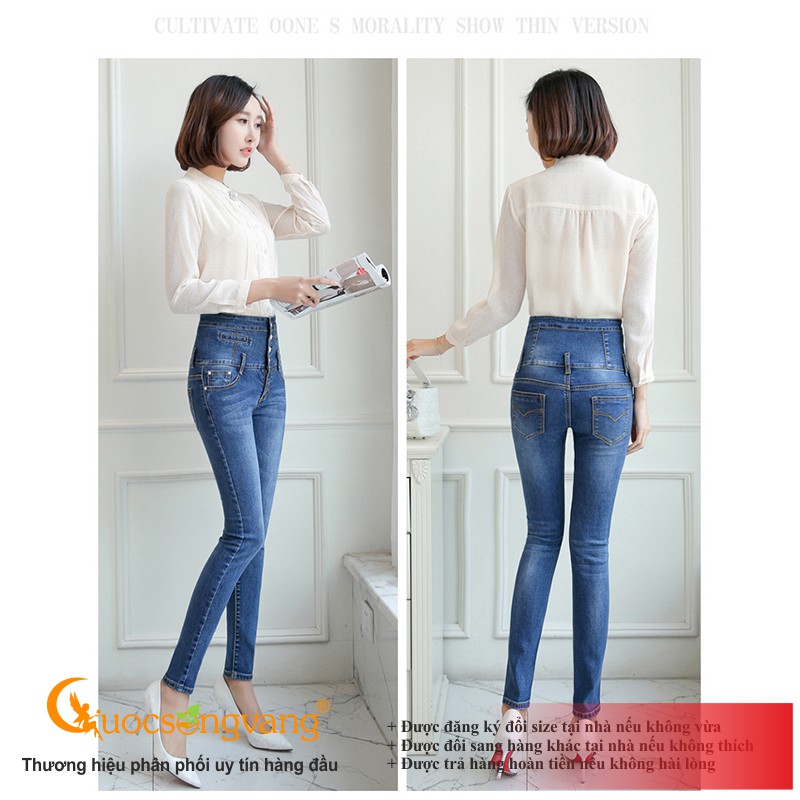 Quần jean nữ lưng cao 4 nút quần nữ eo cao co giãn GLQ099 Cuocsongvang