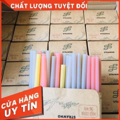 COMBO 4 HỘP Ống Hút Gạo - Màu Mix - 8mm x 22cm - Thân thiện với môi trường