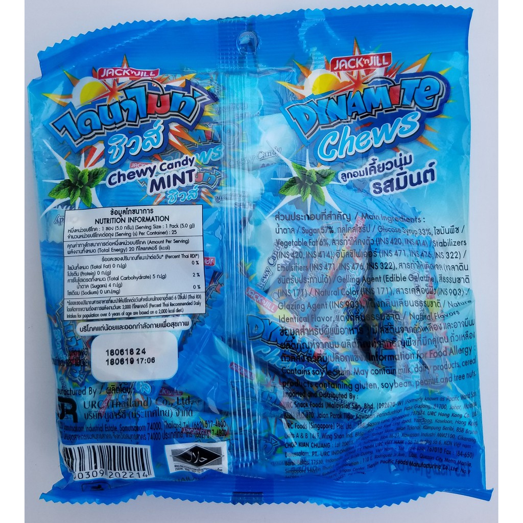 FREESHIP ĐƠN 99k_Kẹo Dynamite chews Thái lan hương bạc hà mát lạnh.