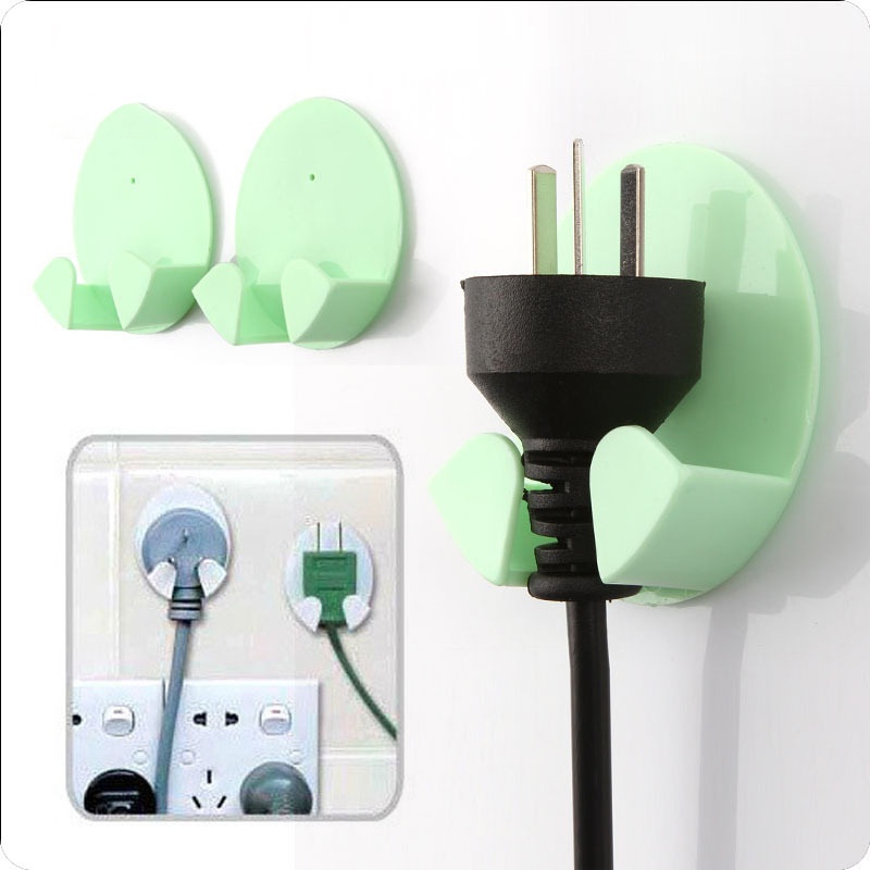 Set 2 Giá Đỡ Treo Phích Cắm Điện Tự Dính Không Đục Lỗ Bằng Nhựa