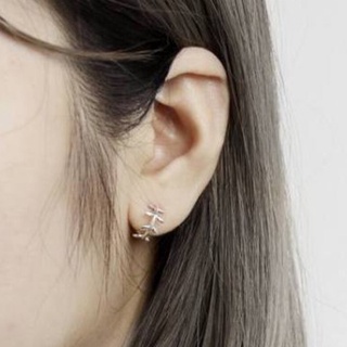 Khuyên lá olive uốn cong bạc s925 lann e106