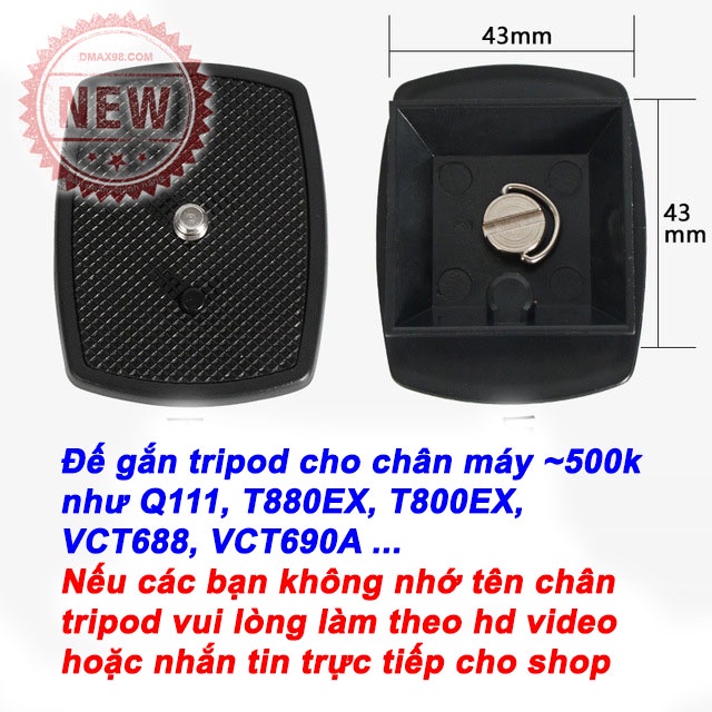 Đế gắn tripod Plate 50/70mm cho máy ảnh có đầu ballhead