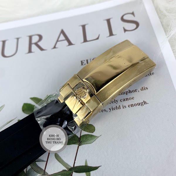 Đồng hồ nam Rolex cơ Automatic máy nhật mẫu 3 nút vàng chanh dây cao su số DẠ QUANG size 41-42mm