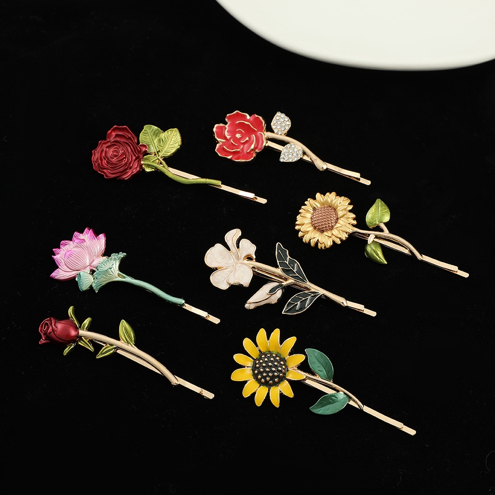 Kẹp Tóc Hoa Mẫu Đơn / Hoa Sen Bằng Kim Loại Thời Trang Cho Bạn Bè
