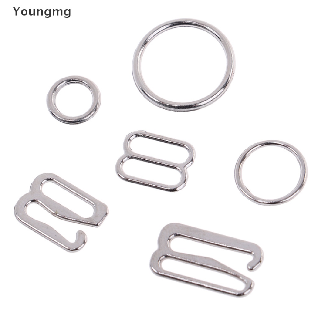 CAGJB Youngmg Set 100 Vòng Kim Loại Bạc Gắn Dây Áo Ngực Điều Chỉnh Được / Móc / Vòng / Đồ Lót May Vá Thủ Công