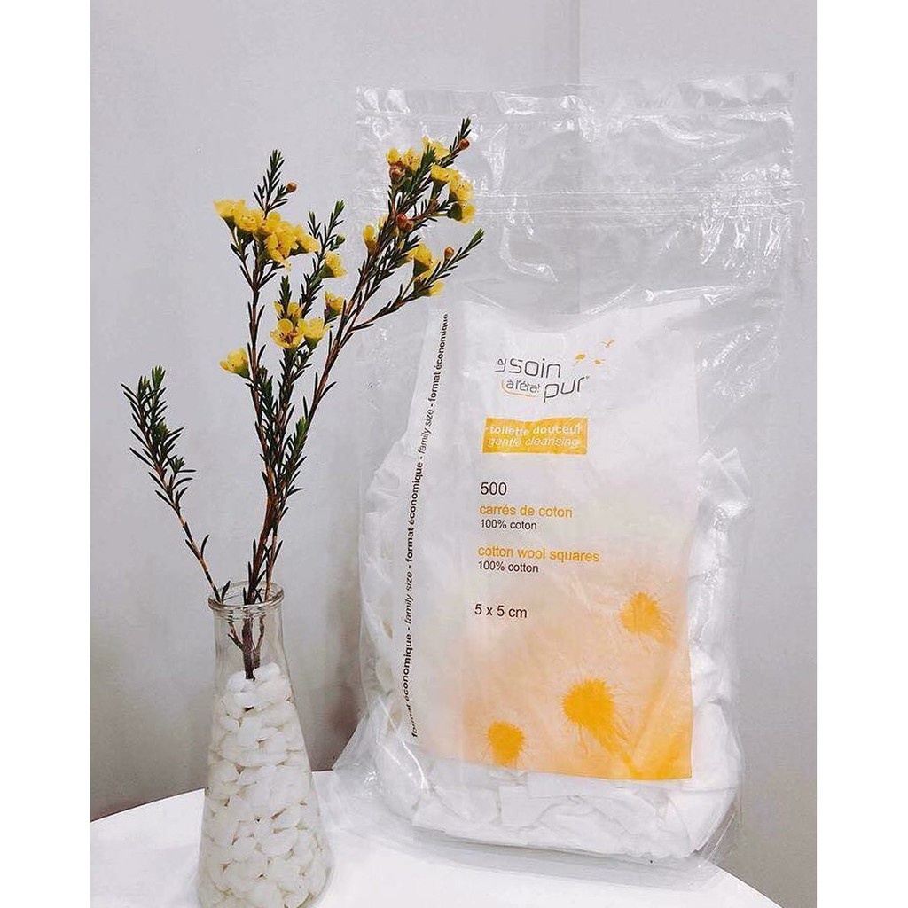 Bông tẩy trang Pháp Tetra Medical Carrés De Coton 500 miếng và 600 miếng