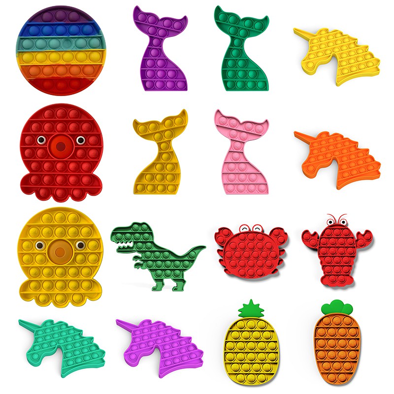 crab pineapple lobster carrot Animal fruit shape toys push pop pop it bubble fidget toys fidget spinner sensory toys kids stress reliever toys  Baby exercise tactile educational toys logical intelligence development thinking puzzle two-person game