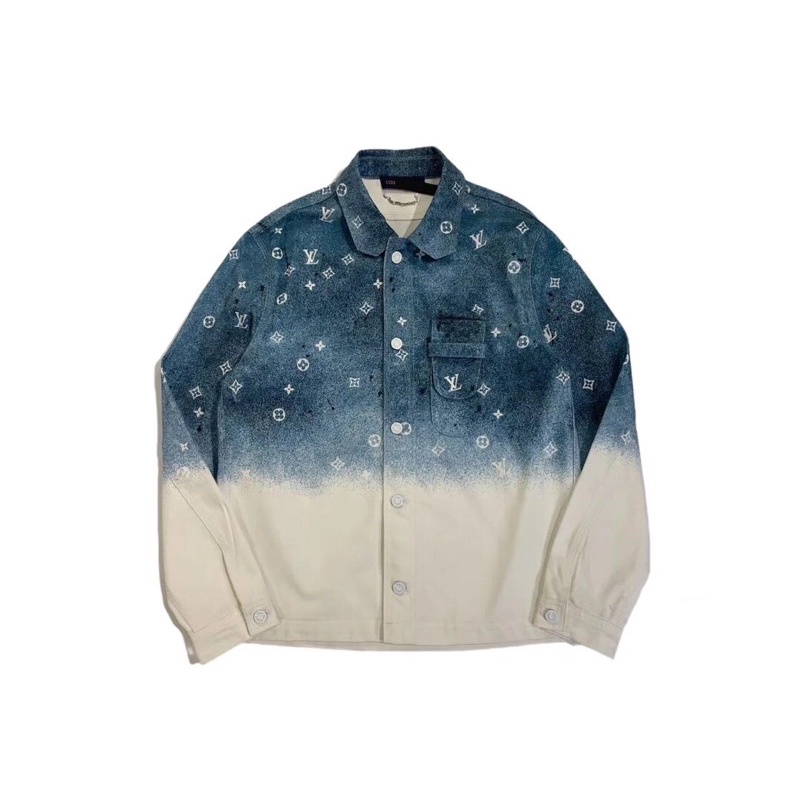 Áo khoác jacket nam nữ LV Louis Vuitton màu ombre phối logo cao cấp