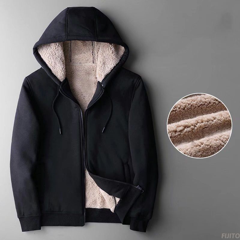 Áo nỉ hoodie nam màu đen lót lông có mũ tay dài cao cấp hàng Quảng Châu FIJITO TQ21441 | BigBuy360 - bigbuy360.vn