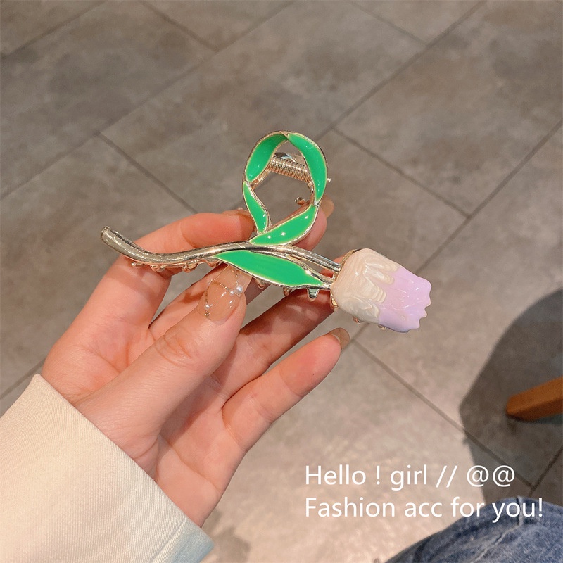 Kẹp Tóc Hình Hoa Tulip/Cá Mập Bằng Hợp Kim Thời Trang Hàn Quốc Cho Nữ