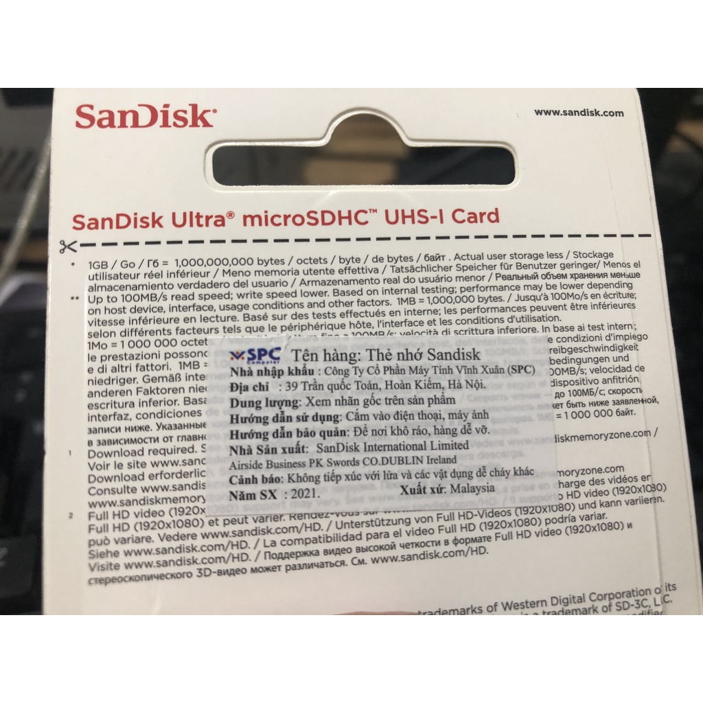 Thẻ nhớ 32GB 64GB micro SD Sandisk, 100MB/s chuyên dụng cho camera (hàng chính hãng SPC)