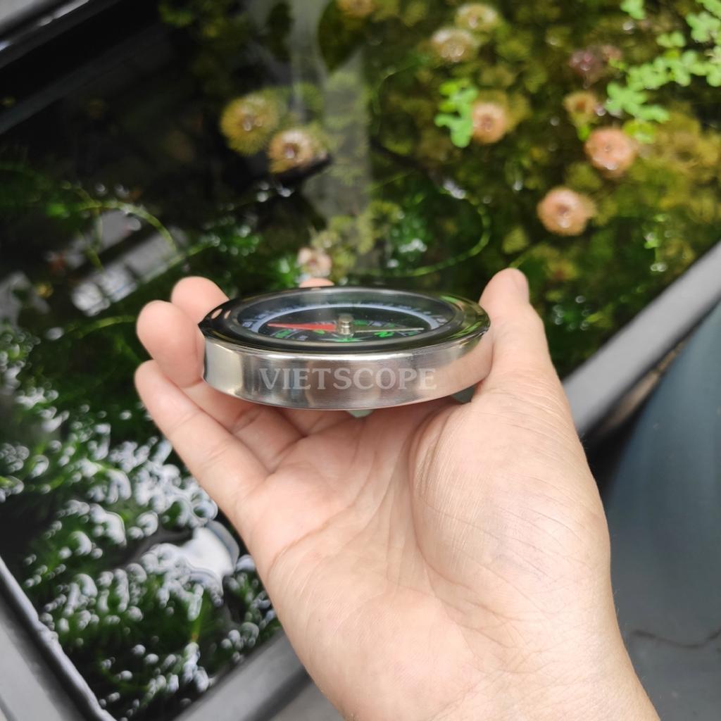 La bàn thân inox lớn 77mm xác định hướng trong xây dựng, phong thủy