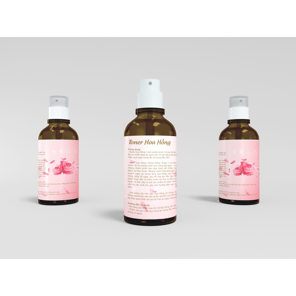 Nước hoa hồng hữu cơ chai 100ml, Rose water Toner Organic
