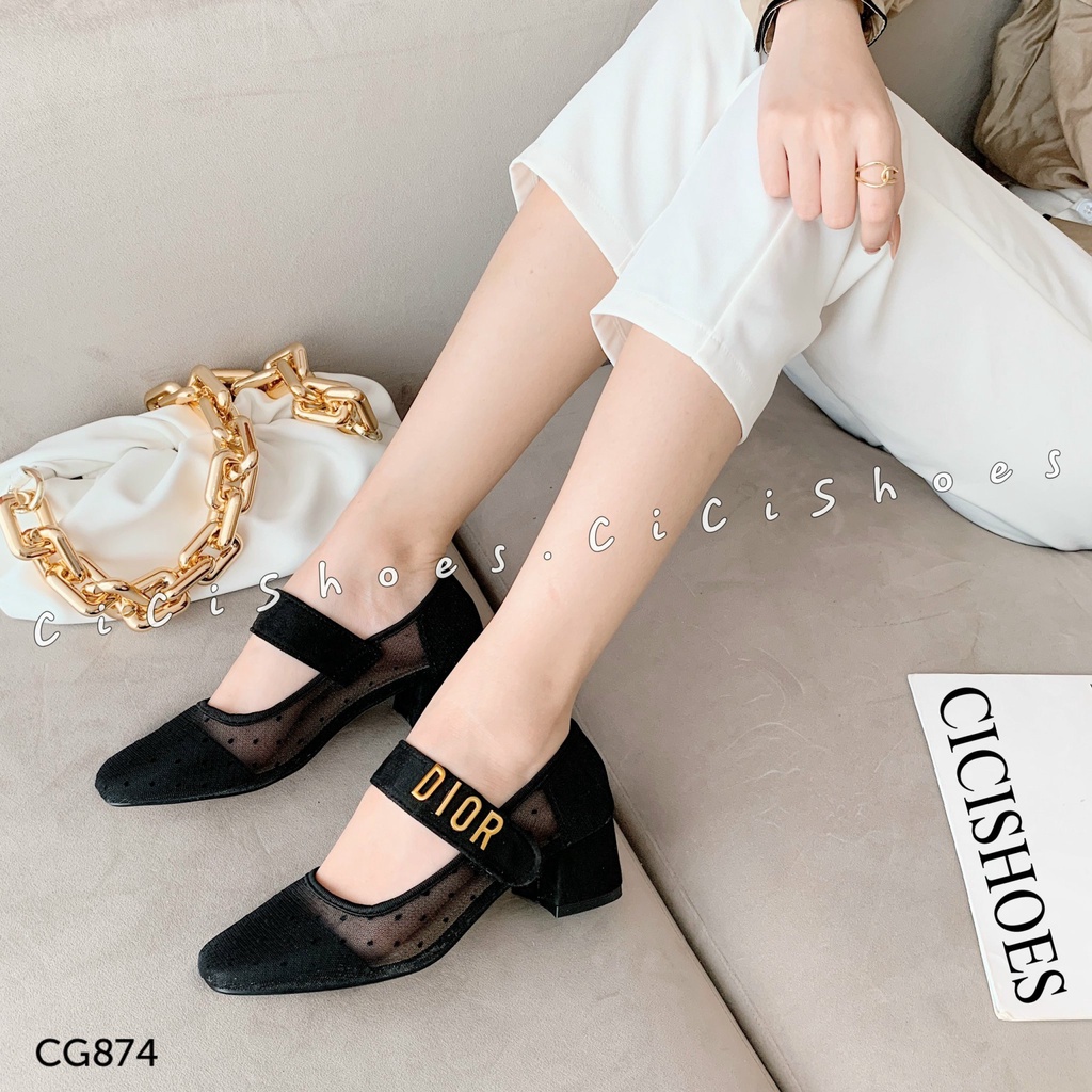 Giày cao gót rẻ lưới Cici  Shoes bi đai ngang Dior GV 5p - CG874