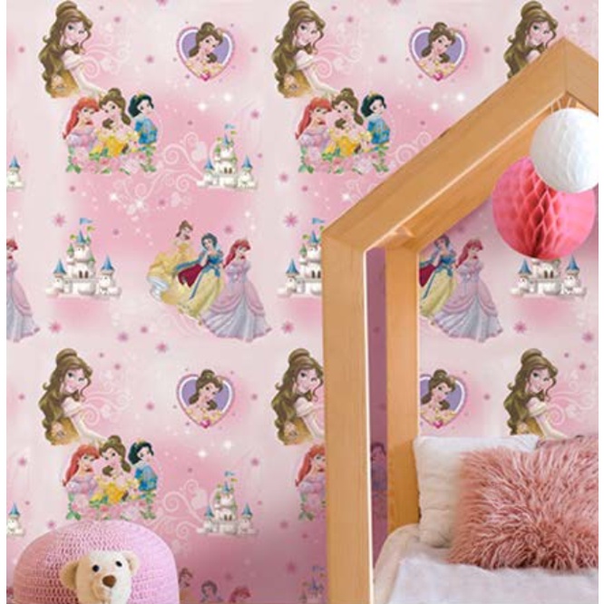 Decal giấy dán tường CÔNG CHÚA HỒNG khổ 45cm keo sẵn