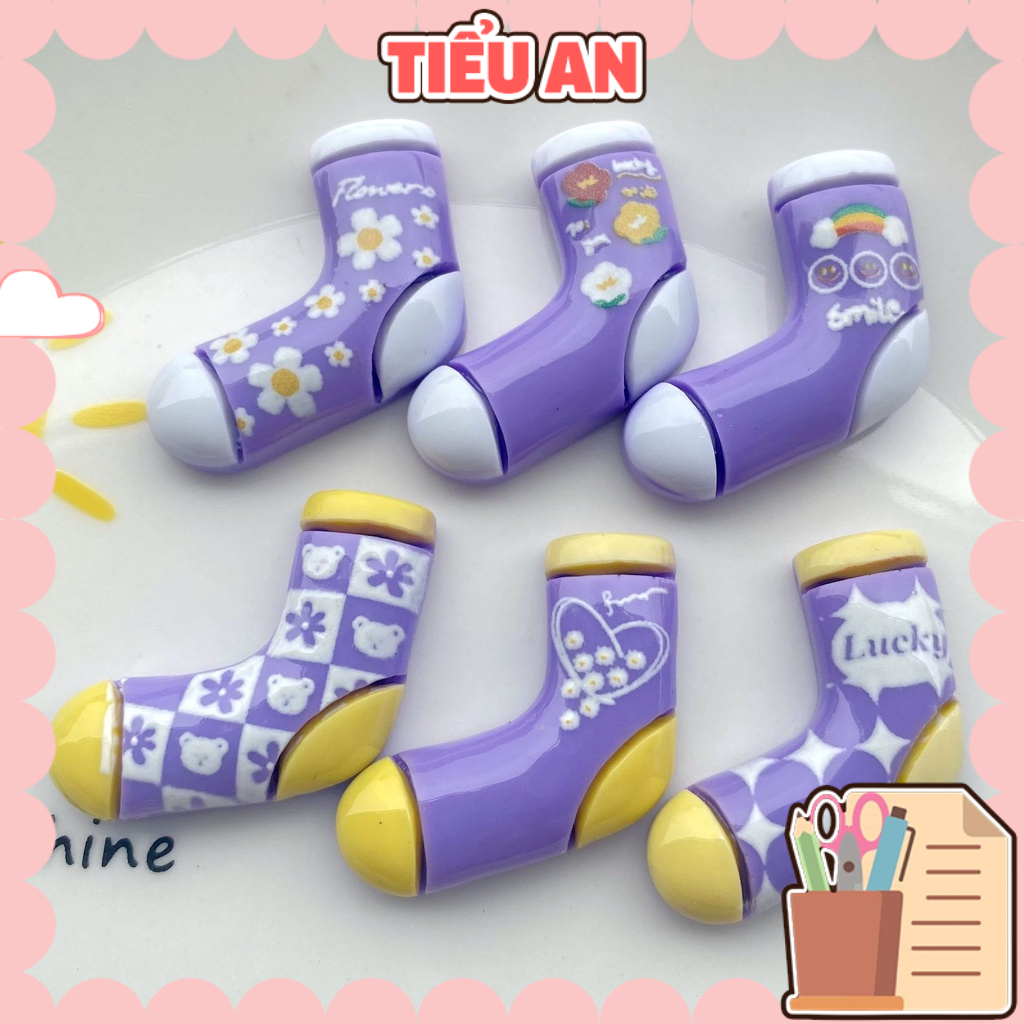 Charm (C364) slime/ Dụng Cụ Charm Trang Trí [Ko Keo &amp; Nút] Hình Tất Vớ màu Tím - Giá 1 cái