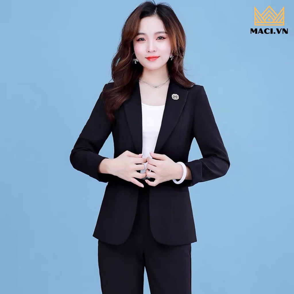 Áo vest 2 lớp nữ trung niên dài tay mềm mại, Áo vest nữ blazer hàn quốc chất liệu tuyết mưa cao cấp_AV1