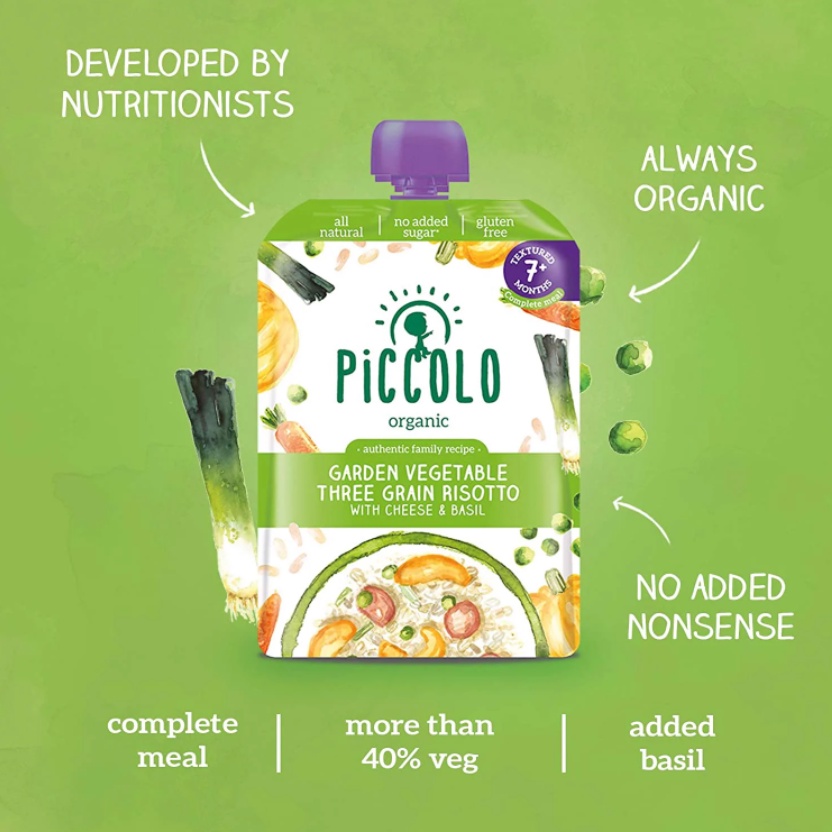 Túi Cơm/Mỳ/Nui dinh dưỡng ăn liền cho bé từ 7 tháng Piccolo túi 130gram - Bữa ăn chính hữu cơ