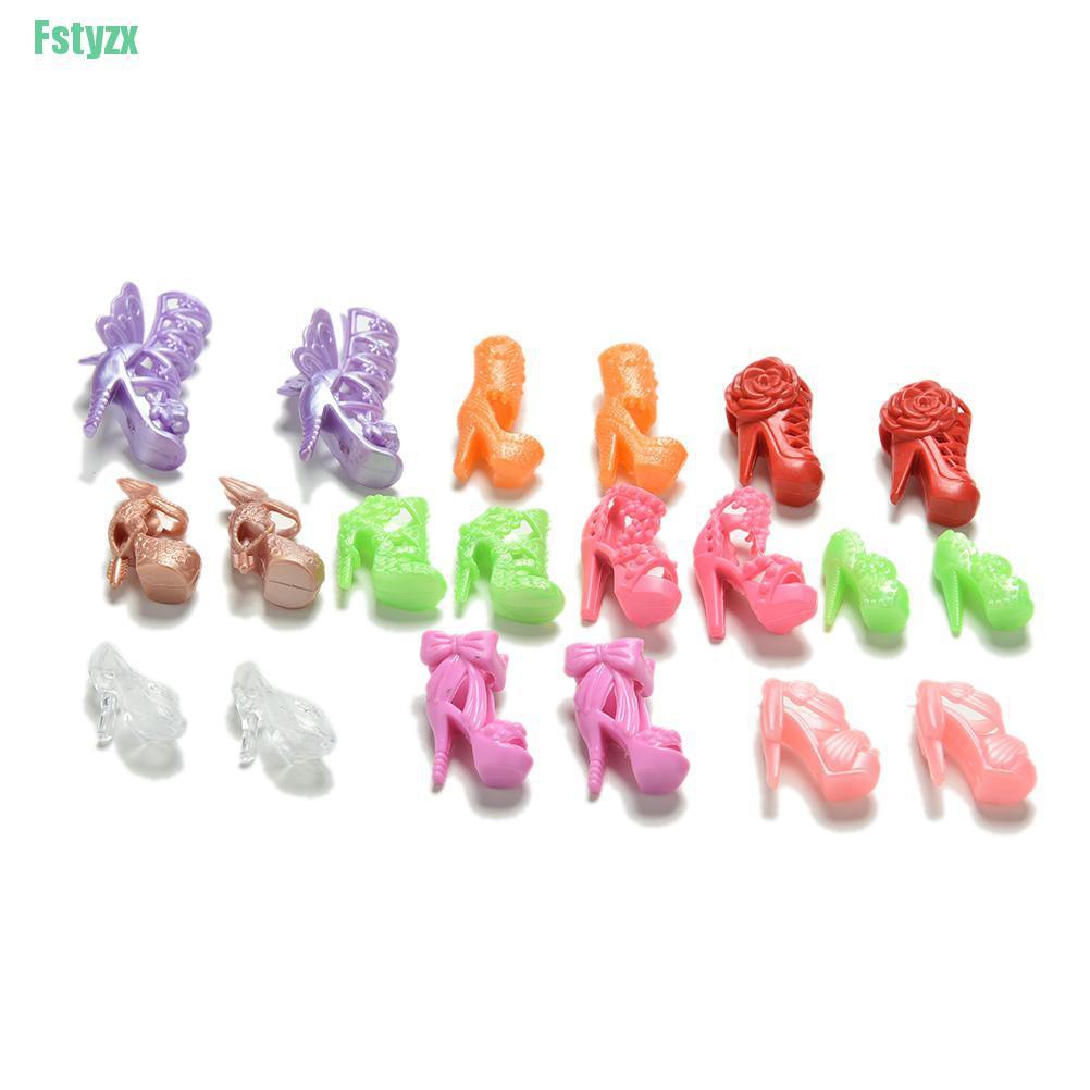 fstyzx 20 Pcs/10 Pairs Fashion Shoes for 11&quot; Barbies Dolls Fixed Styles Color Random