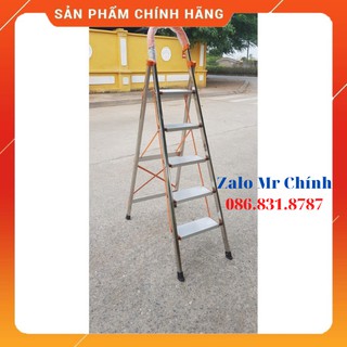 Thang ghế nhôm inox 5 bậc - bh 24 tháng ....