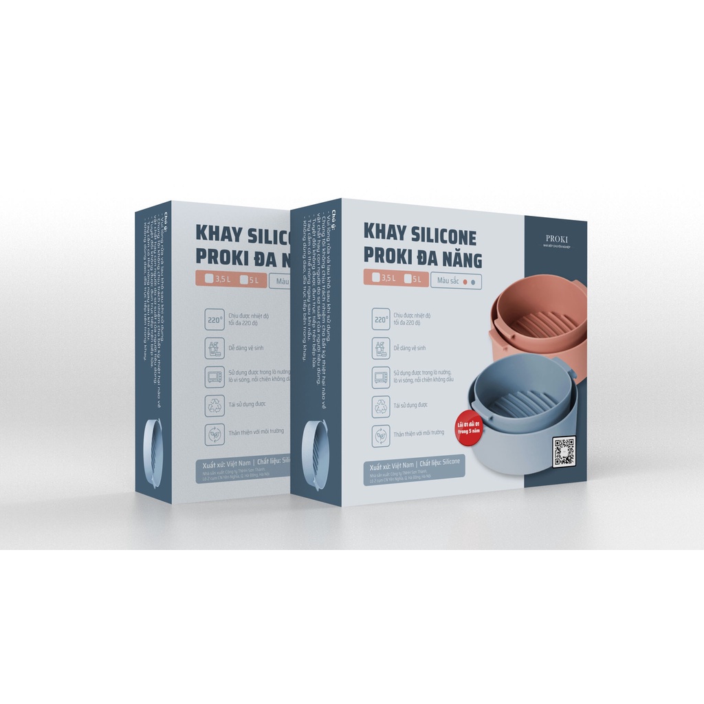 Khay silicone Proki dung tích 3.5L  dành cho nồi chiên không dầu và lò vi sóng dùng để nấu ăn