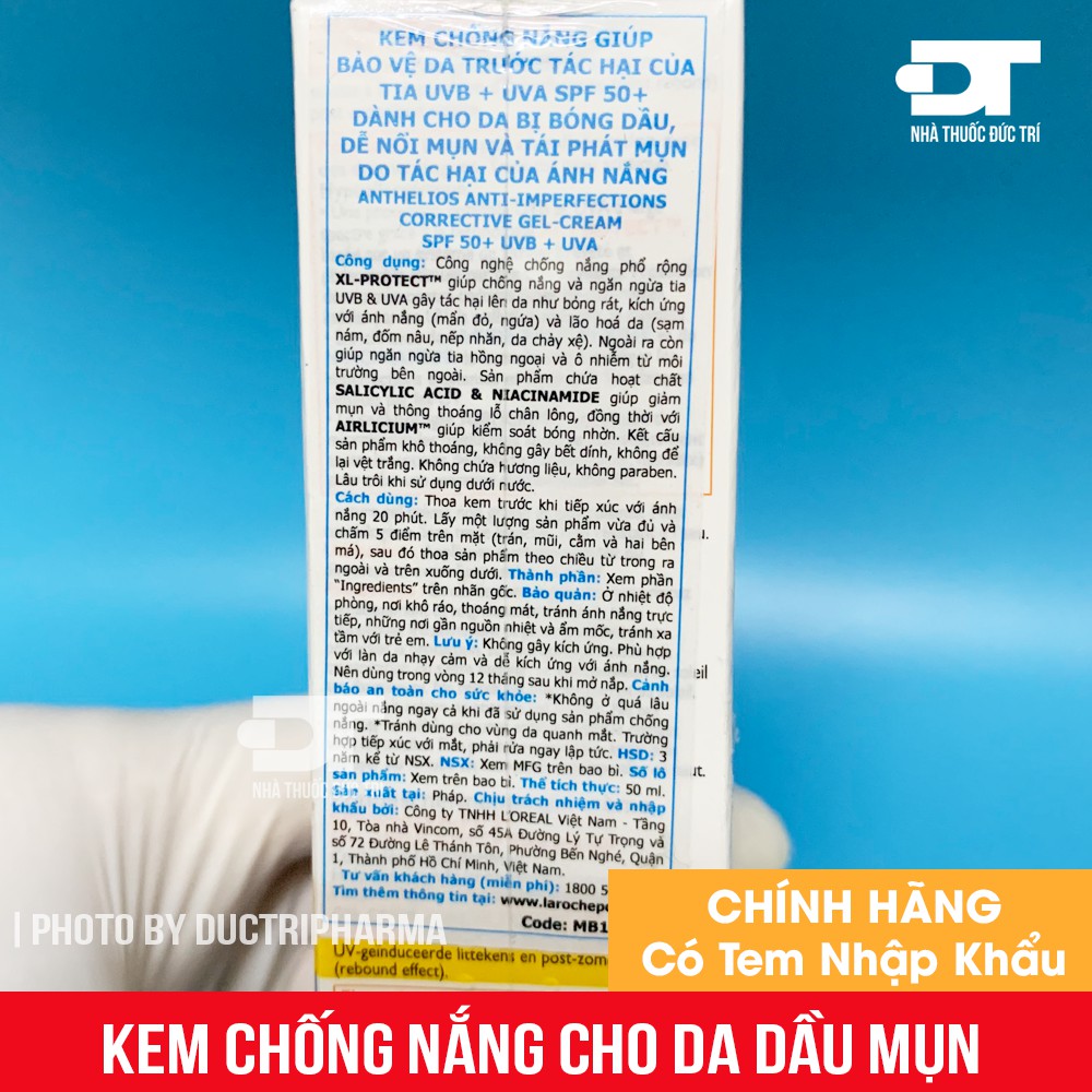 [CHÍNH HÃNG] Kem Chống Nắng La Roche Posay Anthelios Gel Cream SPF 50+ Cho Da Dầu