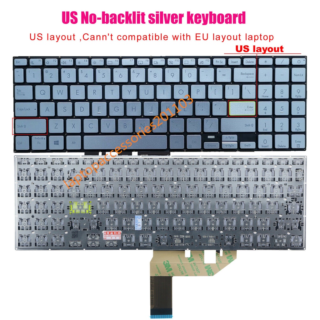 ( Lưu ý Cáp) Bàn phím laptop Asus VivoBook E510 E510M E510MA L510 L510M- Hàng thay thế