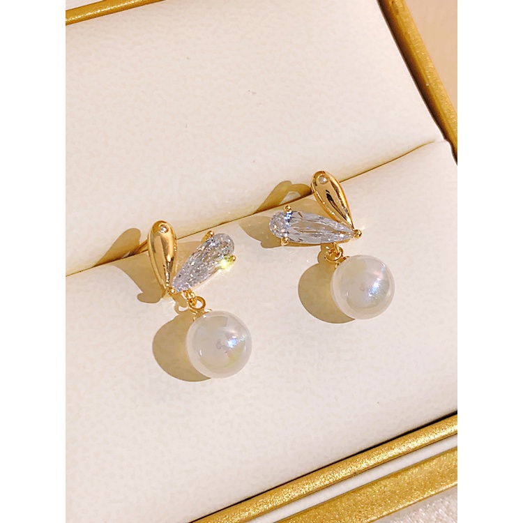 Khuyên Tai Hàn Quốc S925 Mặt Hình Trái Tim Đính Ngọc Trai Thời Trang Thu Đông Hàng Mới 2022