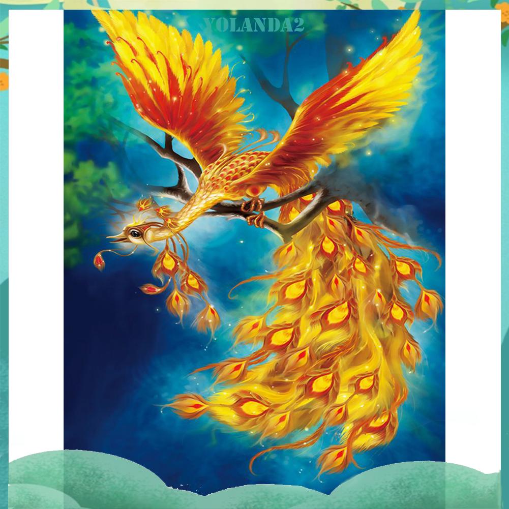 Tranh Thêu Chữ Thập DIY 11CT Hình Chim Phượng Hoàng Vàng