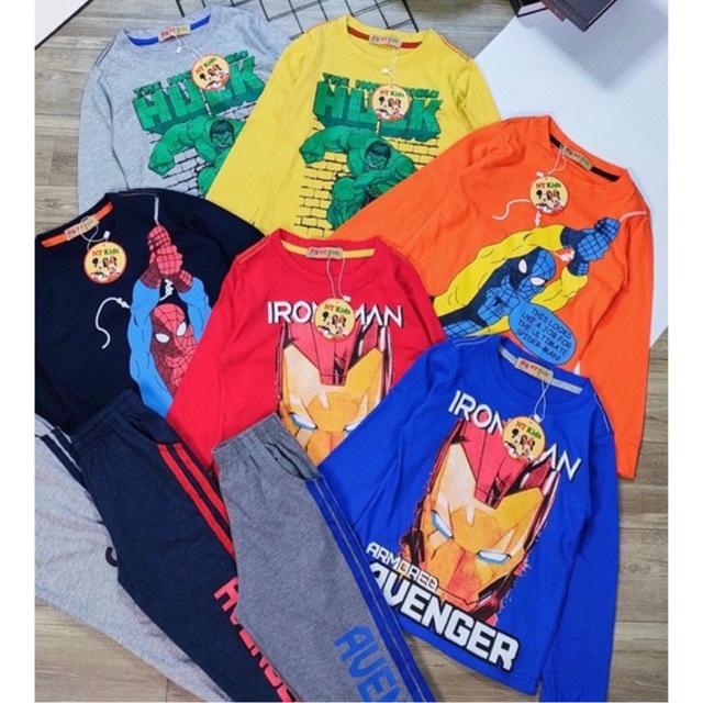 Bộ Quần Áo Thu Đông Bé Trai Vải Cotton Xuất Dư , Bộ Cotton Dài Tay Bé Trai