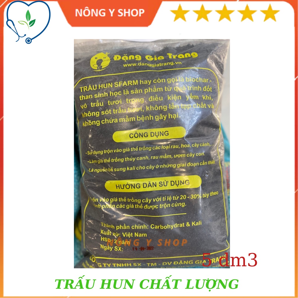 Giá Thể Trấu Hun Nguyên Cánh SFARM Túi 5dm3 - Tro trấu