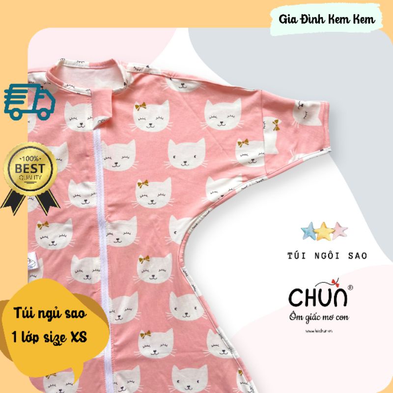 Túi ngủ 1 lớp ngôi sao chính hãng Chũn Cocoon size XS cho bé từ 3 tháng tuổi