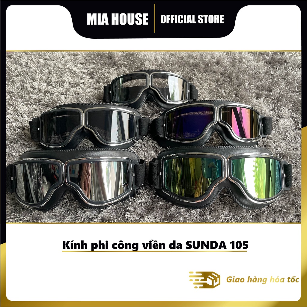 Kính phi công viền da cao cấp gắn mũ bảo hiểm MENGO GD005 gắn nón bảo hiểm nửa đầu, 3 4 - hàng độc trên thị trường