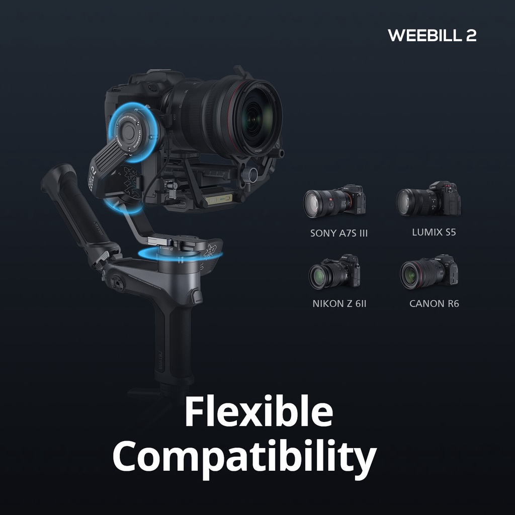 ZHIYUN WEEBILL 2 - Gimbal Chống Rung Cho Máy Ảnh, DSLR Cỡ Lớn, Hỗ Trợ Màn Hình, Theo Dõi Chuyển Động, Điều Khiển Từ Xa | BigBuy360 - bigbuy360.vn