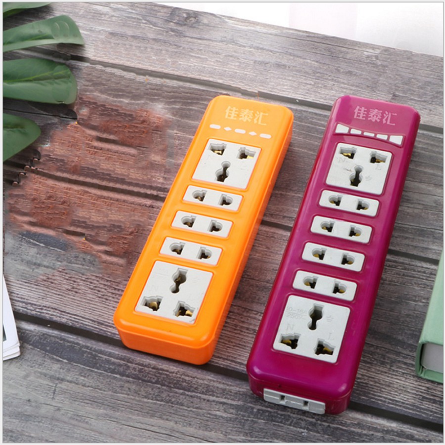 Ổ cắm chuyển dổi 3 chân, 2 chân - Ổ cắm điện không dây lõi đồng chịu nhiệt cao màu tím màu cam