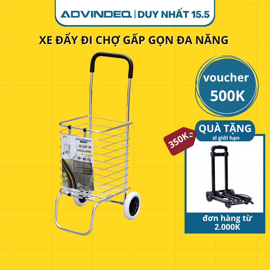 [Mã BMBAU300 giảm 10% đơn 499K] Xe kéo đi chợ gấp gọn đa năng ADVINDEQ TL-90C, bảo hành chính hãng 12 tháng