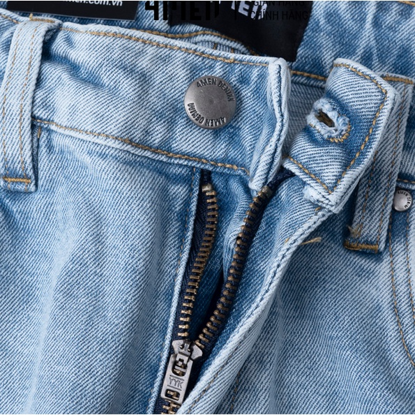 Quần jeans nam xanh trơn 4MEN QJ044 vải denim co giãn, mềm mại, bền, form slimfit tôn dáng, trẻ trung