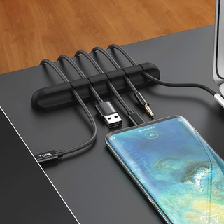 Kẹp silicon giữ cáp sạc điện thoại tai nghe dây điện dán cạnh bàn