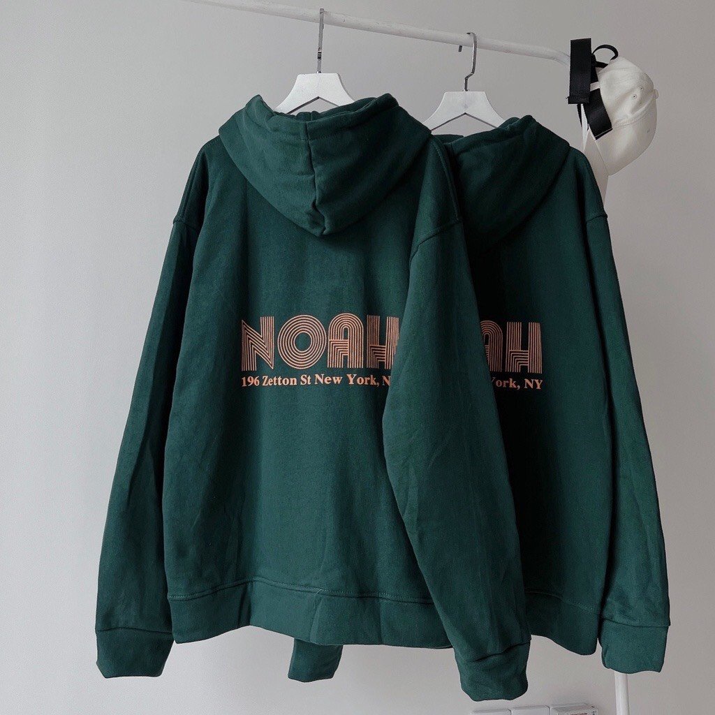 Áo Hoodie Nỉ NOAH Xanh Lá Form Rộng Nữ Meeny- Khoác Nỉ Dáng Rộng Tay Bồng Mũ 2 Lớp In Chữ Nỉ Ngoại Phong Cách Ullzang