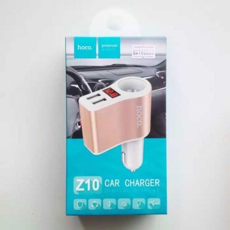 Tẩu ô tô, củ sạc nhanh điện thoại trên xe hơi cao cấp chính hãng HOCO Z23 2.4A 12W 2 cổng USB  Tẩu ô tô
