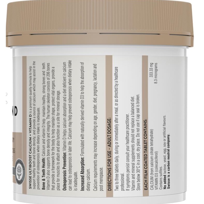 Viên uống hỗ trợ xương chắc khỏe loãng xương bổ sung canxi Úc Swisse Ultiboost Calcium + Vitamin D HSD Xa