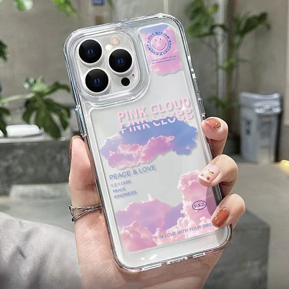 Ốp Điện Thoại Trong Suốt Hình Đám Mây Hồng Cho iphone 11 13 7 8 Plus 12 13Pro Max X XS Max 7 8 SE 2020