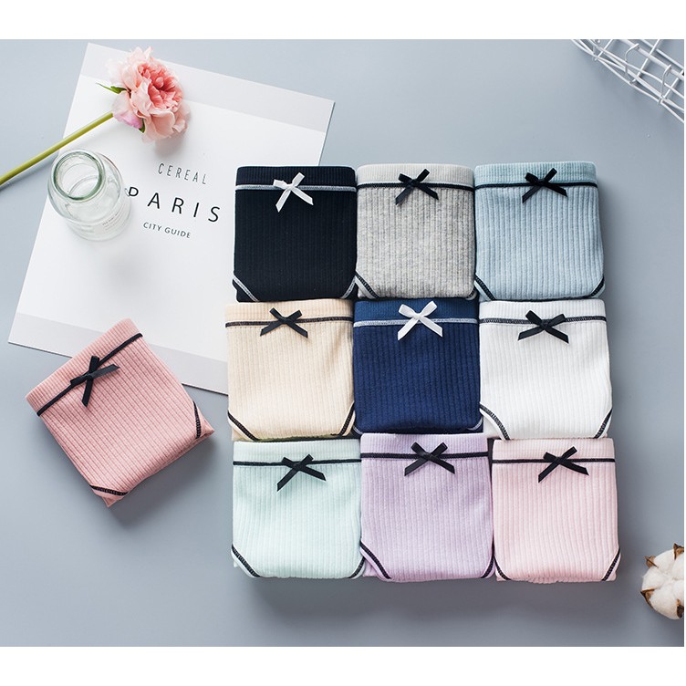 Set 10 quần Quần Lót Nữ Cotton Muji đính nơ M02 💝FREESHIP 50K