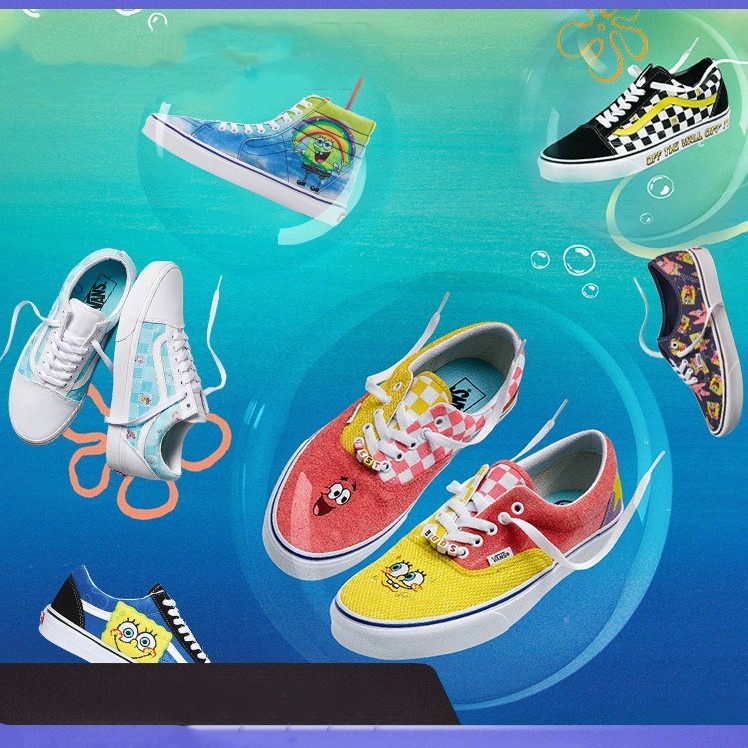 Giày Thể Thao VANS SpongeBob Cổ Cao Thấp VN0A54F19ES Thời Trang Cho Nam Và Nữ