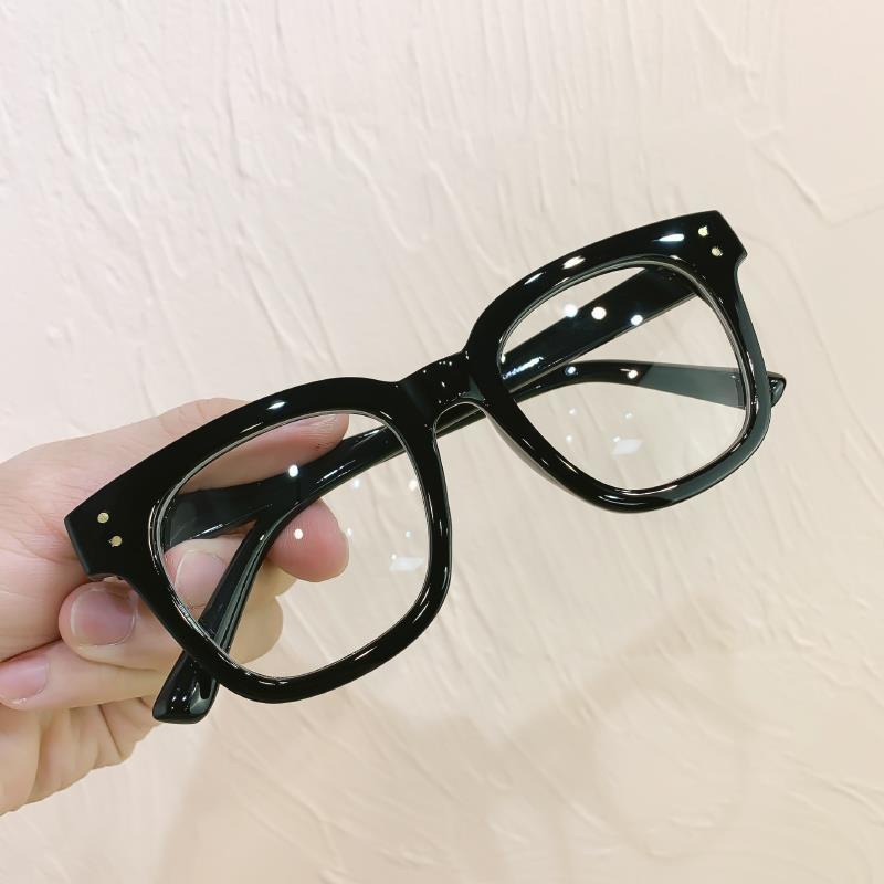 Kính retro gọng đen dày nữ phiên bản hàn quốc mặt to không hợp xu hướng trơn có thể phối với cận nam