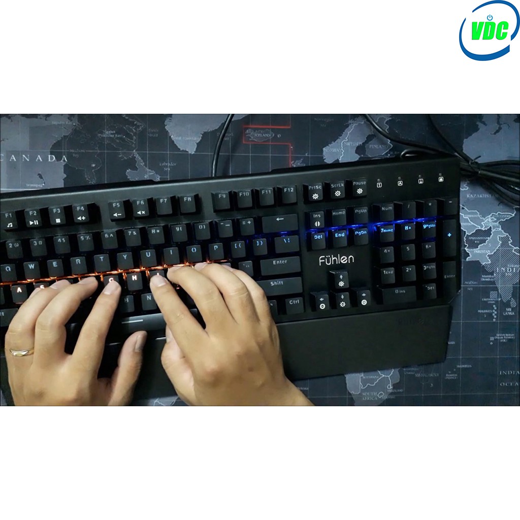 Bàn phím cơ Fuhlen Destroyer chuyên game, Led Rainbow 10 hiệu ứng Led, Blue Switch - Có tem chống hàng giả - BH 24 tháng | BigBuy360 - bigbuy360.vn
